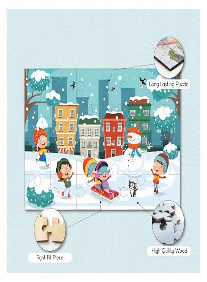 Khilonewale Winter Fun Kids Jigsaw Puzzle 8x12 Inch, 3+ Years | Colorful Snow Play Scene, Educational Brain Game for Boys & Girls, Family Activity & Gift, 1 Puzzle Board (Winter City Fun) - Image 5
